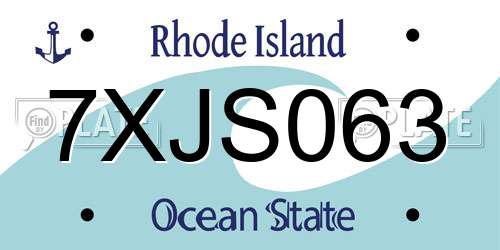 7XJS063 Rhode Island License Plate