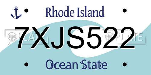 7XJS522 Rhode Island License Plate