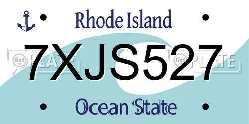 7XJS527 Rhode Island License Plate