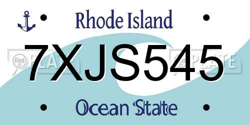 7XJS545 Rhode Island License Plate