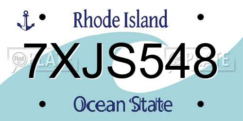 7XJS548 Rhode Island License Plate
