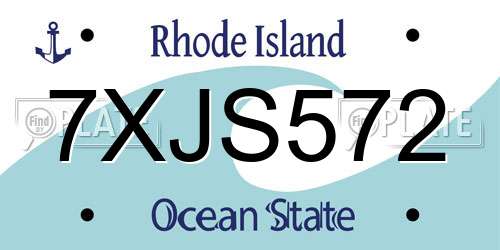 7XJS572 Rhode Island License Plate