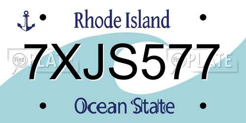 7XJS577 Rhode Island License Plate