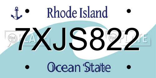 7XJS822 Rhode Island License Plate