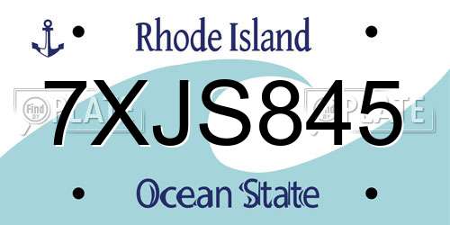 7XJS845 Rhode Island License Plate
