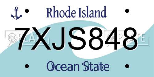 7XJS848 Rhode Island License Plate