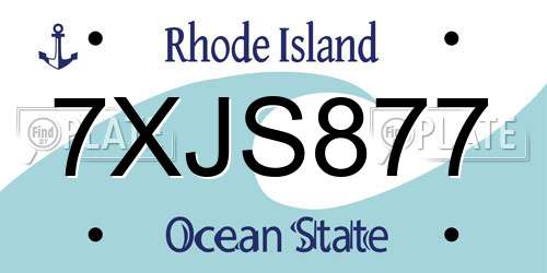 7XJS877 Rhode Island License Plate