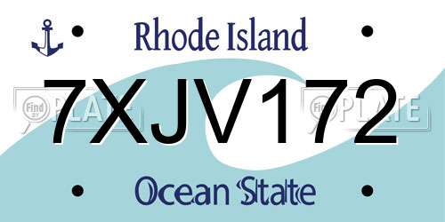 7XJV172 Rhode Island License Plate