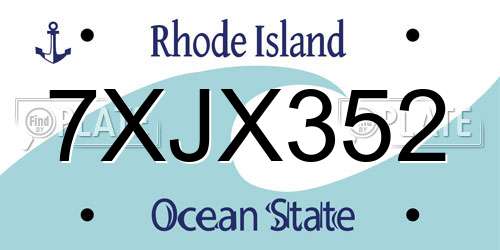 7XJX352 Rhode Island License Plate