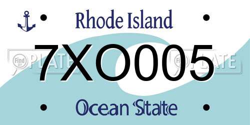 7XO005 Rhode Island License Plate