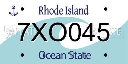 7XO045 Rhode Island License Plate