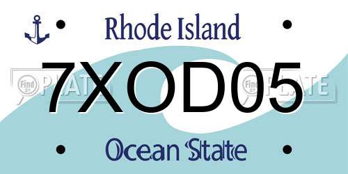 7XOD05 Rhode Island License Plate