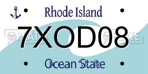 7XOD08 Rhode Island License Plate