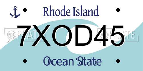 7XOD45 Rhode Island License Plate