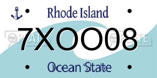 7XOO08 Rhode Island License Plate