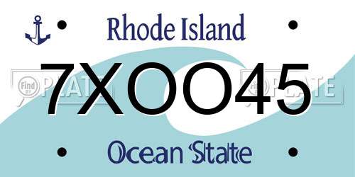 7XOO45 Rhode Island License Plate