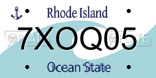 7XOQ05 Rhode Island License Plate