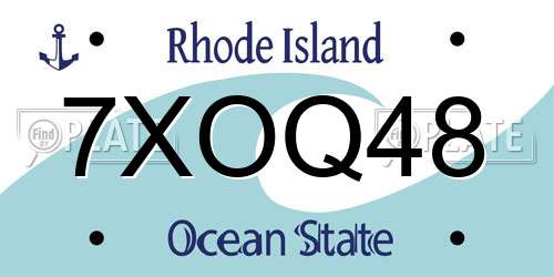 7XOQ48 Rhode Island License Plate