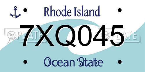 7XQ045 Rhode Island License Plate
