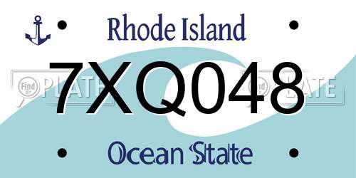 7XQ048 Rhode Island License Plate