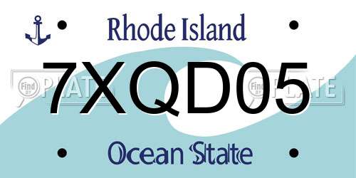 7XQD05 Rhode Island License Plate