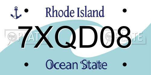 7XQD08 Rhode Island License Plate