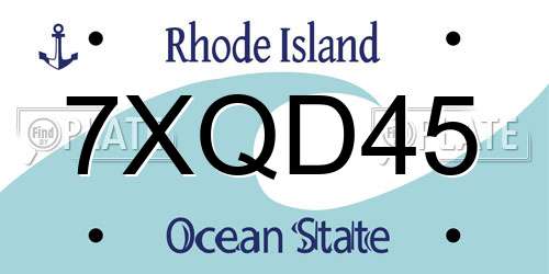 7XQD45 Rhode Island License Plate