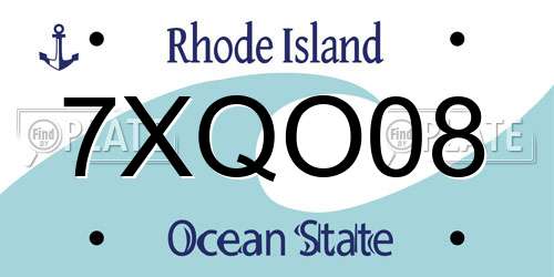 7XQO08 Rhode Island License Plate