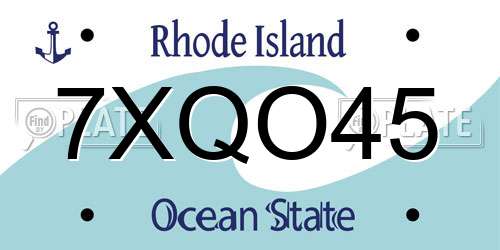 7XQO45 Rhode Island License Plate