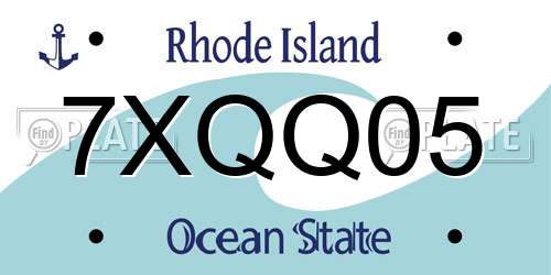 7XQQ05 Rhode Island License Plate