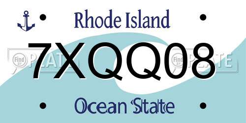 7XQQ08 Rhode Island License Plate