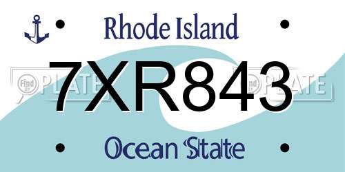 7XR843 Rhode Island License Plate