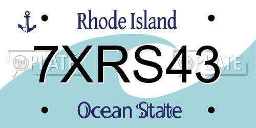 7XRS43 Rhode Island License Plate
