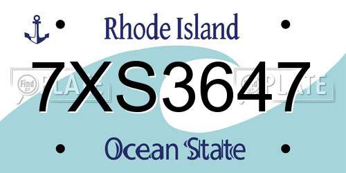 7XS3647 Rhode Island License Plate