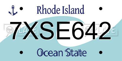 7XSE642 Rhode Island License Plate