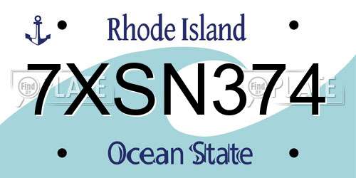 7XSN374 Rhode Island License Plate