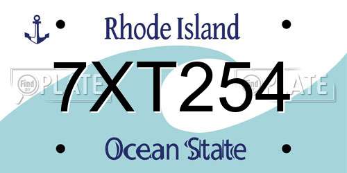 7XT254 Rhode Island License Plate