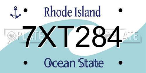 7XT284 Rhode Island License Plate