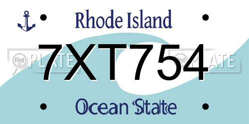 7XT754 Rhode Island License Plate