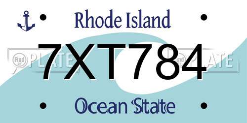 7XT784 Rhode Island License Plate