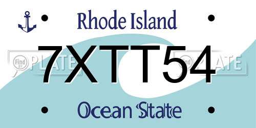 7XTT54 Rhode Island License Plate