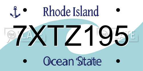 7XTZ195 Rhode Island License Plate