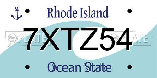 7XTZ54 Rhode Island License Plate