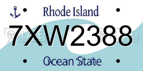 7XW2388 Rhode Island License Plate