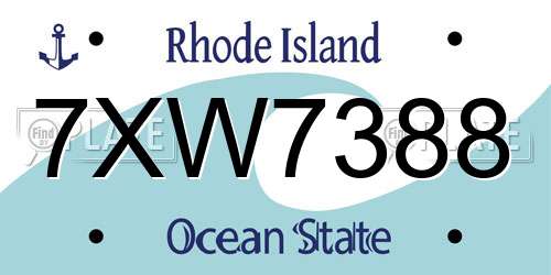 7XW7388 Rhode Island License Plate