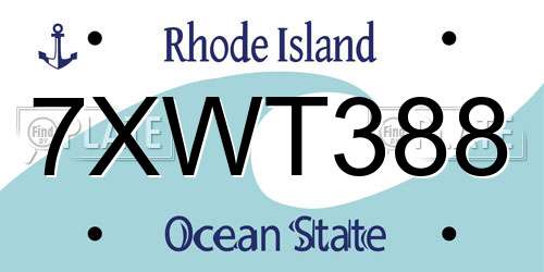 7XWT388 Rhode Island License Plate