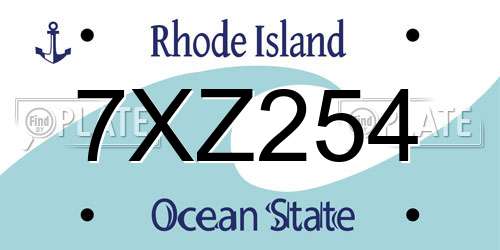 7XZ254 Rhode Island License Plate