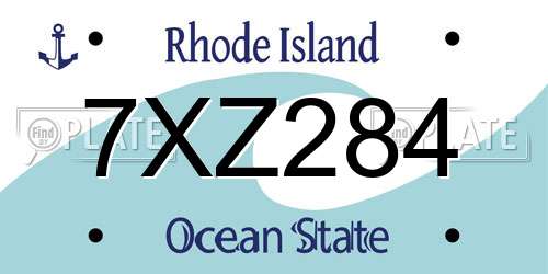 7XZ284 Rhode Island License Plate