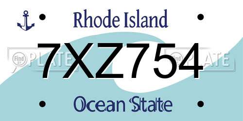 7XZ754 Rhode Island License Plate