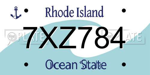 7XZ784 Rhode Island License Plate